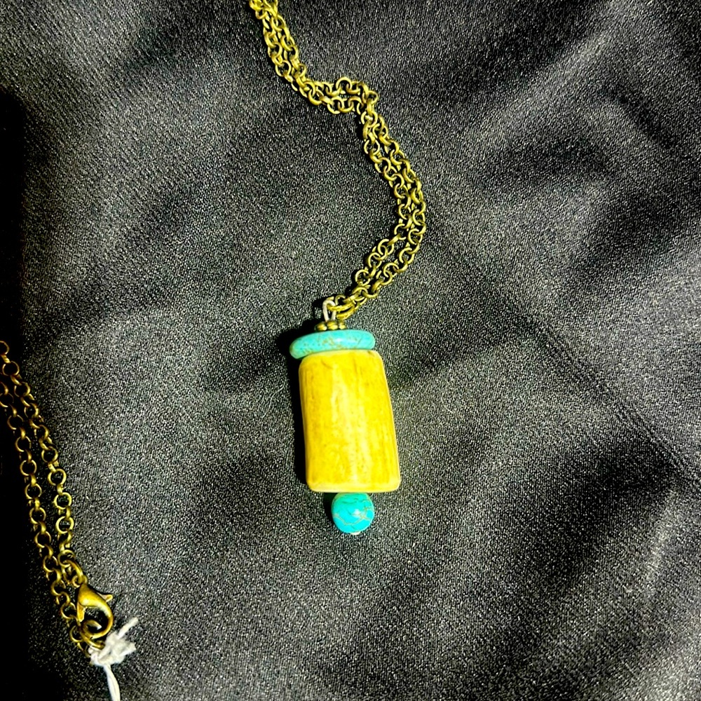 Handmade Antler Necklace with turquoise beads